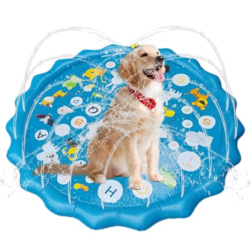 Hundesprinkler, Hundebecken Im Freien,Hunde-Spritzschutz - Niedliche Blaue Poolmatte Für Draußen, Hinterhofspielzeug, rutschfest, 0,58 Mm Dick, Sprinkler-Wasserspielzeug Für Kinder Im von LearnLyrics