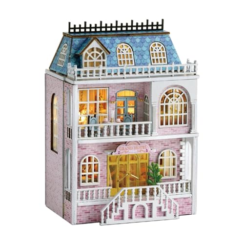 Leaenlyrics Miniature House Kit- Led Furniture Miniature House Kit, Warm Manor Shop Dessert Shop Romantic Castle Miniature Dolls House Kit | Open Design Miniature House Display von LearnLyrics