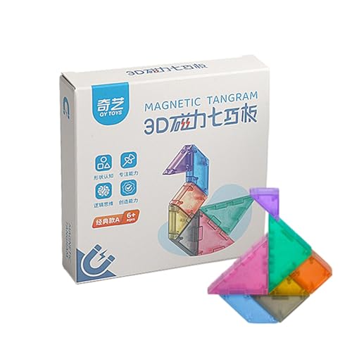 LearnLyrics Block-Puzzle, Tangram-Puzzle | Tangram-Logikblock-Spielzeug magnetisch | Motivblöcke in magnetischer Form, multifunktionale Puzzlespiele mit Aufbewahrungsbox für Mädchen von LearnLyrics