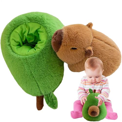 LearnLyrics Capybara-Kuscheltiere, Avocado-Capybara, weich gefüllte Avocado-Capybara-Puppe – Plüschkissen, Kissen, Capybara-Spielzeug für Schlafzimmer von LearnLyrics