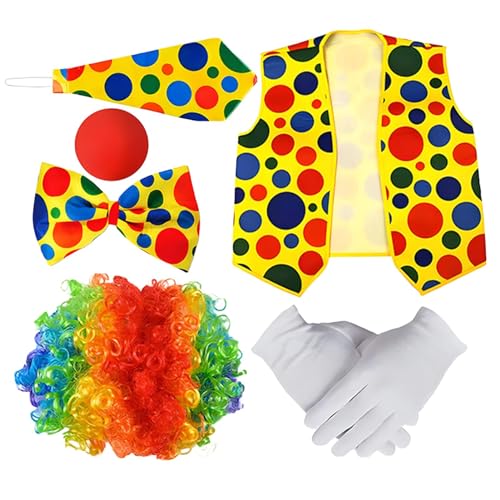 LearnLyrics Clown-Kostüm-Set – Rollenspiel, Karneval, Clownkostüm für Erwachsene | Faschingskostüm, Clown-Kostüm, Clownweste, Karnevalskostüm für Damen für Verkleidungen, Spiele von LearnLyrics