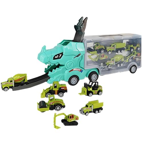 LearnLyrics Dinosaurierwagen, Dinosaurier Transportwagen, Dinosaurierform Ejektion Race Track Car Transporter Truck, Interaktiver Mega. Transportspielzeug, Rennspannsets, Dinosaurierwagen -Truck von LearnLyrics