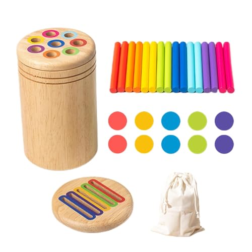 LearnLyrics Farbsortierspielzeug Aus Holz Zum Lernen, Farbsortierspielzeug Für Kinder - Feinmotorik-Entwicklungs-Cup- Und Stick-Spiele | Sensorisches Feinmotorik-Entwicklungsspielzeug Für Den von LearnLyrics