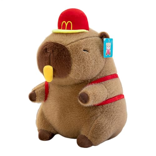 LearnLyrics Gefüllte Capybara-Plüschtiere, Capybara-Kuscheltiere, Cartoon-Pommes-Frites-Rucksack, Capybara-Puppe,Chips-Rucksack, Capybara-Plüschpuppe, Gierige Chips, Dehnbare Capibara-Puppe, Geschenk von LearnLyrics