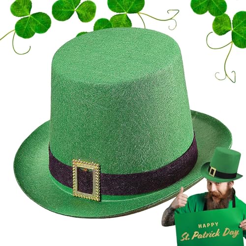 LearnLyrics Grüner Koboldhut,St. Patrick's Day Grüner Hut | Kleeblatt Zylinder Irish Day Kostümzubehör,St. Patricks Day Celebration Hut für Zuhause, Cosplay, Schule, Parade, Bühnenauftritt von LearnLyrics