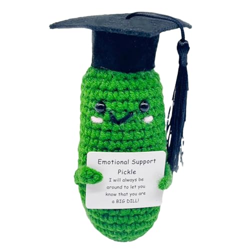 LearnLyrics Hakengurke, positive Gurke, süße gestrickte Gurkenpuppen, Gurkenspielzeug, Gurkenspielzeug | Strickpuppe aus Wolle mit Häkelnadel, hübsche Puppe für Freunde, Dekoration von LearnLyrics