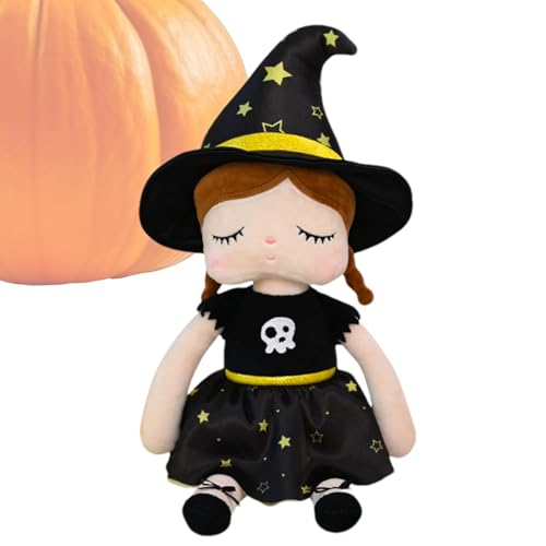 LearnLyrics Halloween-Puppe Plüschtiere, | Cartoon Hexenmädchen Plüschtier Niedliche Stoffpuppe | Hexenpuppe, weiches, süßes Halloween-Dekor, gefüllte Cartoon-Figur, Spielzeug für Wohnzimmer, von LearnLyrics