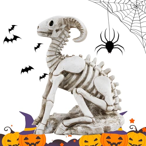 LearnLyrics Halloween-Ziegenskelett, Ziegenskelett-Halloween-Dekoration | Gruselige Skelett-Ziegenstatue, Harz-Skelett, Halloween-Dekoration | Halloween knifflige Dekorations-Requisiten, realistische von LearnLyrics