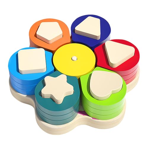 LearnLyrics Holz-Formsortierspielzeug, Holz-Farbsortier-Stapelspielzeug -Set mit geometrischen Formen, Lernspielzeug für die Früherziehung, für Babys, und Mädchen im Alter von 3 bis 6 Jahren, pä von LearnLyrics