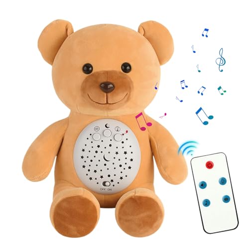 LearnLyrics Plüsch-Musikspielzeug, Plüschtierprojektor | Sternenprojektorpuppe | mit Atemvibrationen, weißem Lärm, Komfortpuppe, 0-3 Jahre von LearnLyrics