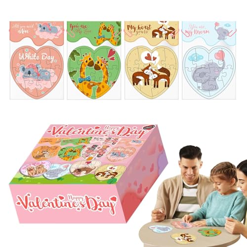 LearnLyrics Puzzlespielzeug zum Valentinstag, Valentinstag-Puzzle für Menschen, Cartoon-Spielzeug in Herzform zum Valentinstag | Papierpuzzle für die frühe Bildung, von LearnLyrics