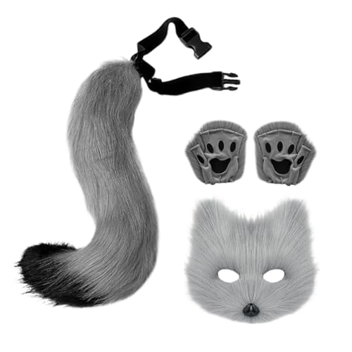 Set aus Ohren und Schwanz, lustiges Rollenspiel-Kostüm | Maske und Handschuhe, Zubehör für Fotoshootings für festliche Veranstaltungen, Schulaufführungen und Halloween Set aus Ohren und Schwanz, lustiges Rollenspiel-Kostüm | Maske und Handschuhe, Zubehör für Fotoshootings für festliche Veranstaltungen, Schulaufführungen und Halloween von LearnLyrics