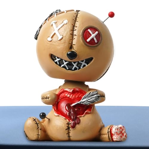 Voodoo Doll Car Ornamente schütteln den Kopf | Halloween Voodoo Puppenfiguren | Innenraumauto mit zitterndem Kopf für Bo's Board von LearnLyrics