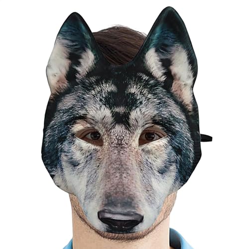 LearnLyrics Wolf-Maske, Halloween-Wolf-Maske Realistische Gesichtsmaske, Kopfmaske für Erwachsene Halloween-Wolf-Maske, Wolf-Kostüm-Zubehör, Tiermaske für Cosplay, Kostümparty von LearnLyrics