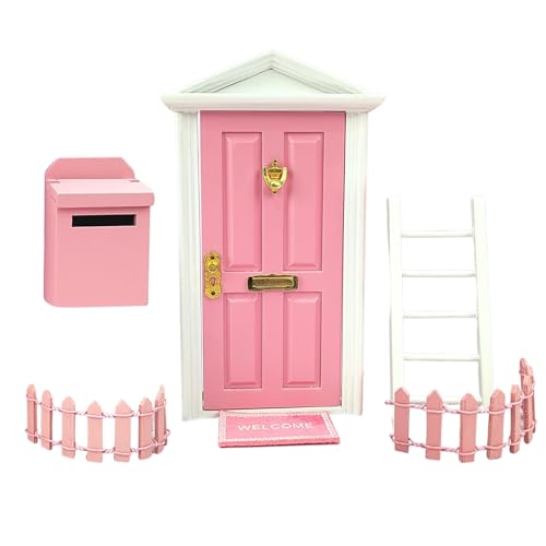 Miniatur-Dolhouse-Tür – Feengarten-Zubehör, kleine Szenen-Dekoration, buntes Märchen-Lernset im Maßstab 1:12, Miniatur-Szenendekoration für Kinder, mit Zaunbriefkasten und Fußpolster Miniatur-Dolhouse-Tür – Feengarten-Zubehör, kleine Szenen-Dekoration, buntes Märchen-Lernset im Maßstab 1:12, Miniatur-Szenendekoration für Kinder, mit Zaunbriefkasten und Fußpolster von LearnLyrics