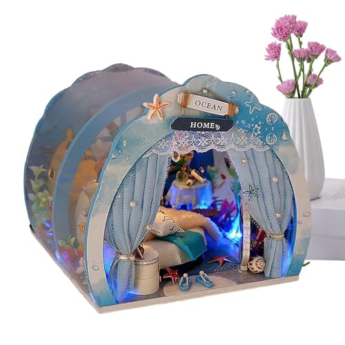 Miniatur-Hausmodell, Hausmodell, Miniatur-Puppenhaus-Tischtunnel | Einzigartige Puppenhaus-Möbel mit LED-Licht, kleines Puppenhaus, D von LearnLyrics