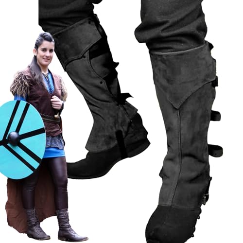 Piratenstiefelüberzüge – Mittelalterliche Beinabdeckungen, Kunstleder-Steampunk-Stiefel, Mittelalter-Renaissance-Steampunk-Stiefel, Stiefel- , Kostüm, Neuheiten, Erwachsene, von LearnLyrics