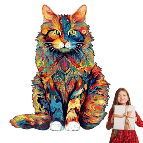 Puzzle Katze, Holzpuzzles für Erwachsene - Katzen-Puzzles aus Holz | Tier-Puzzles, Familien-Katzen-Puzzles Katze Holzpuzzle Alien Tier Holzpuzzle Lernspielzeug von LearnLyrics