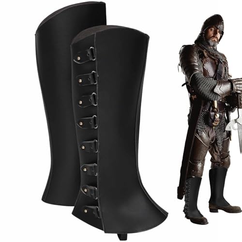 Renaissance Stiefel Überzüge Herren - Kunstleder Piratenstiefel - Retro Renaissance Stiefel Herren für Halloween Kostüm, Mittelalter und Renaissance Kostüme von LearnLyrics