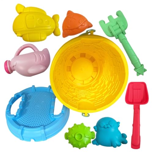 Sandspielzeugset, Strandspielzeugset | Großer Strandeimer für Kinder zum Spielen von Sandburgen, Eimer, Sandschaufel, Werkzeuge, Cartoon-Sandform, Haufen, Sand, verdicktes Strandset, 8-teiliges Set von LearnLyrics