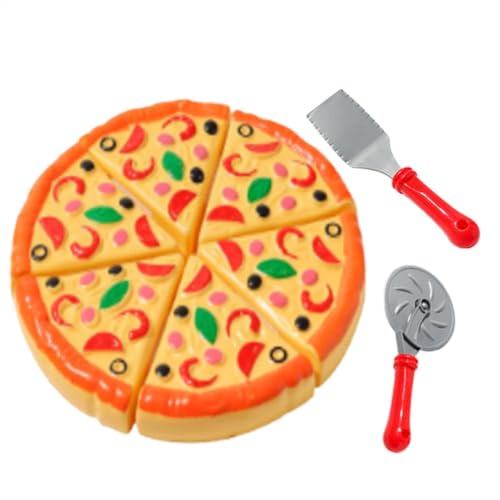 Stellen Sie Sich vor, Pizza -Sets für Kinder, Kinder Pizza Playset | Simulationsküchenspielzeug Pizzaschneideset Kinderspielhaus Pizzamesser und Gabel Tellerspielzeug von LearnLyrics