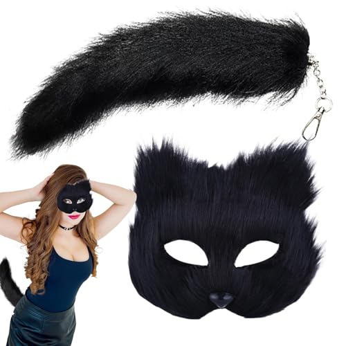 Tier-Cosplay-Maskerade, Tier-Maskerade-Set und Schwanz, Cosplay-Tierkostüm-Set für Mädchen, Tierschwanz und Cosplay-Maskerade, Tier-Cosplay-Kostüm mit Pelz von LearnLyrics