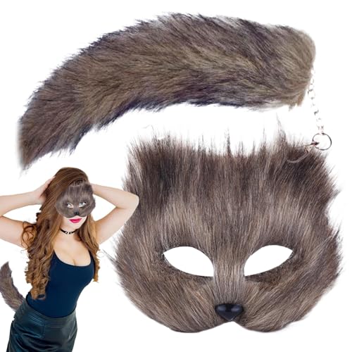 Tier-Maskerade- und Schwanz-Set, Tier-Cosplay-Set für Mädchen, Tierschwanz-Set, Tierschwanz und Maskerade-Cosplay, Pelztier-Cosplay-Kostüm für Fee von LearnLyrics