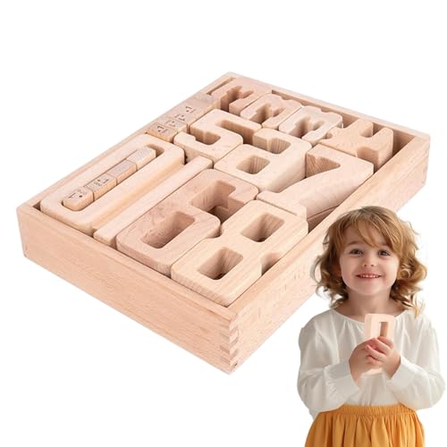 Wood 34 Zahlen von Stack Natur, Lernspielzeug, Zahlen zum Stapeln und Arithmetik, nachhaltig, nachhaltig, frei von Schadstoffen, ausgestrahltes - Blöcke für Kinder - Building von LearnLyrics