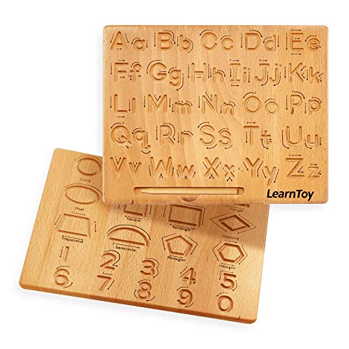 LearnToy Holz-Alphabet Schreibtafel - Montessori Spielzeug Ab 1-4 Jahre - Training Buchstaben - Beidseitige Schreibpraxis - Frühe motorische Entwicklung bei Kindern von LearnToy