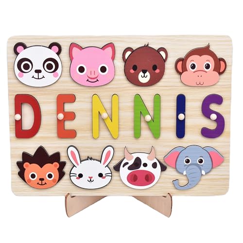 Name Puzzle für Kleinkinder, Montessori-inspiriertes Holzspielzeug, personalisiertes Puzzle für Kinder von 1-3 Jahren, Geschenkidee für Babys zu Ostern oder zum 1. Geburtstag von LearnToy