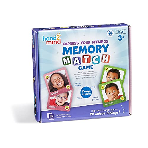 Learning Resources Memoryspiel „Gefühle Zeigen“, Gefühlekarten für Kinder, 80 Kärtchen, Kartenzuordnungsspiel, sozio-emotionale Lernaktivitäten, Spieltherapie und Therapiespiele für Kinder, 3+ von hand2mind