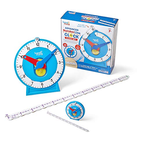 Learning Resources Advanced NumberLine Clock Class Set (25er Set), Mathe-Manipulative für die Zeitmessung, analoge Uhr für Kinder, Lehrerbestandteile von Learning Resources