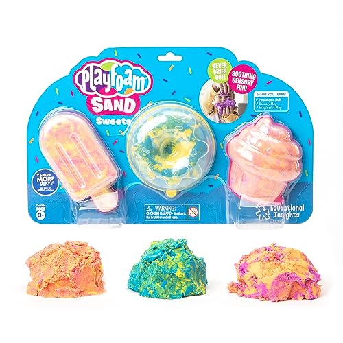 Learning Resources Playfoam Sand Süße Sachen, Hochwertiger Spielsand zum Kneten, Mischen, Formen und Gestalten, Spielsand in Pink, Blau und Gelb, Trocknet niemals aus, 3er-Packung, ab 3 Jahren von Educational Insights