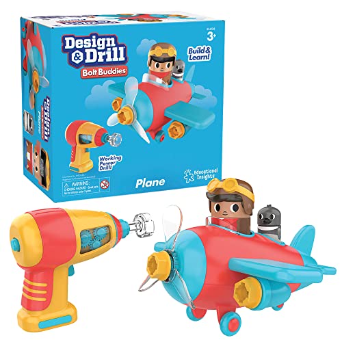 Learning Resources Design & Drill Schrauberkumpel Flugzeug, Flieger-Spielset mit Flugzeug und Pilotfigur, Spielzeug zur Heranführung an Naturwissenschaften und MINT-Konzepte, 3+ von Educational Insights