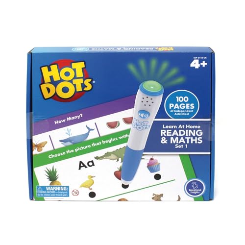 Hot Dots Homeschooling-Set 1 – Lesen und Mathematik – von Learning Resources, interaktive Lese- und Mathefertigkeiten für die Vorschule, 2 Aktivitätsbücher, 100 Seiten, ab 5 Jahren von Learning Resources