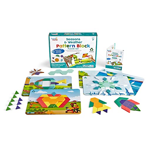 Learning Resources Formsteine-Legeset Jahreszeiten und Wetter, Formenpuzzle, Tangram für Kinder im Alter von 4-8 Jahren, Formsteine-Musterkarten, Legespiel, Aktivitäten für Vorschulkinder, ab 3 Jahren von hand2mind