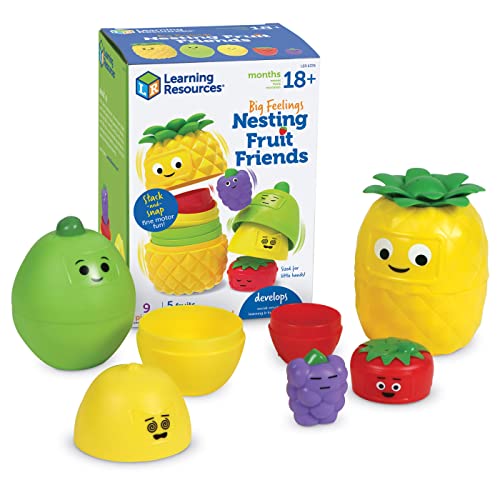 Learning Resources Früchtefreunde-Matroschka „Große Gefühle“, 9-teilig, Sozio-emotionales Spielzeug für Kleinkinder, Sensorikspielzeug, Sprechtherapie-Materialien, Spielzeug-Ananas, ab 18 Monaten von Learning Resources