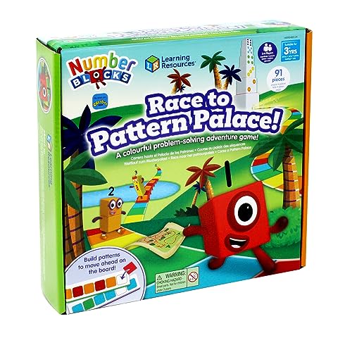 Learning Resources HM95400-UK Brettspiel „Wettlauf zum Musterpalast“, Numberblocks-Geschenke, Mathespiele für Kinder ab 3 Jahren, Zählen, Farben Lernen, 91-teilig, Mehrfarbig, one Size von Learning Resources