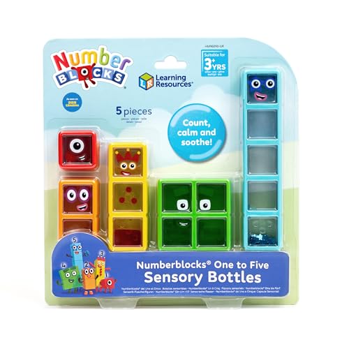 Learning Resources HM96090-UK Numberblocks Eins bis Fünf Sinnesflaschen, Spielzeug für 3-jährige Jungen und Mädchen, 5 dauerhaft versiegelte Fidget-Röhrchen von Learning Resources