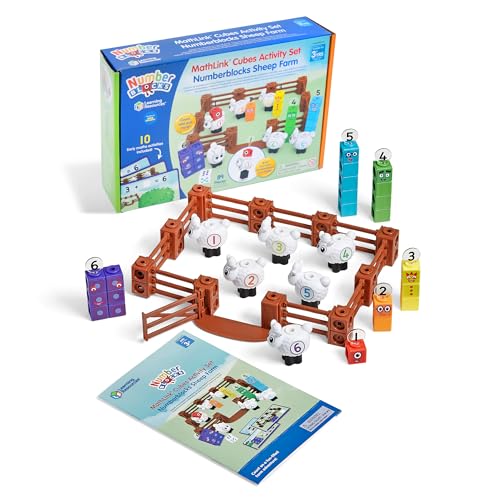 Learning Resources HM96093-UK MathLink Würfelset Numberblocks Schafen, Alter 3 4 5 6, CBeebies, Zahlen-Spielzeug, Spiel-Bauernhof, EYFS, 10 Mathe-Aktivitäten inbegriffen, Multi von Learning Resources