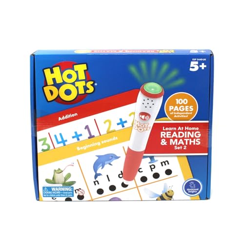 Learning Resources Hot Dots Homeschooling-Set 2 – Lesen und Mathematik, interaktive Lese- und Mathefertigkeiten für die Vorschule, 2 Aktivitätsbücher, 100 Seiten, ab 5 Jahren von Learning Resources