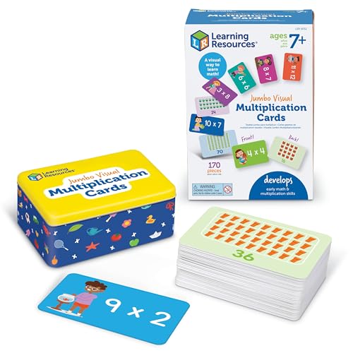 Learning Resources Jumbo Visuelle Multiplikationskarten, Multiplikationskarten, Mathematik Klassenzimmer Must Haves, Mathe-Spiele, ab 7 Jahren, 170 Stück von Learning Resources