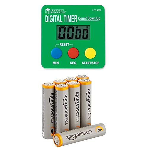 Learning Resources LER4339 Digitaler Timer zum Rückwärts-/Vorwärtszählen mit Amazon Basics Batterien von Learning Resources