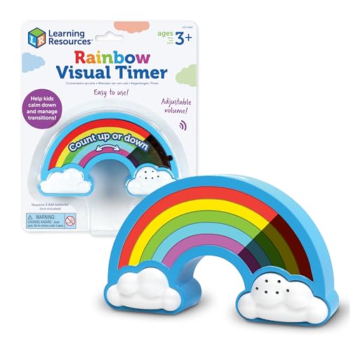 Learning Resources LER4368 Visueller Regenbogen Kinder, sensorischer Zeitmesser für Autismus, ADHS, 5 Zeitstufen, Heller oder dunkler Modus, ab 3 Jahren, Multi von Learning Resources