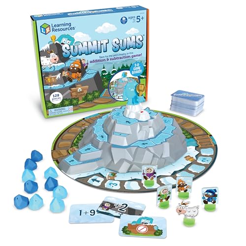 Learning Resources Summit Sums Additions- & Subtraktionsspiel, Mathe-Spiel für Kinder ab 5 Jahren, Mathe-Brettspiel für 2 bis 4 Spieler von Learning Resources