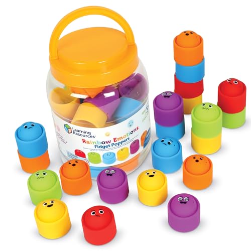 Learning Resources Regenbogen Emotions-Druckknöpfe Klassenzimmer-Set 24, ab 3 Jahren, Äußere Deine Gefühle, Fummel-Spielzeug, Sensorisches Spielzeug für Autismus, Fummel-Spielzeug, SEL-Spielzeug von Learning Resources