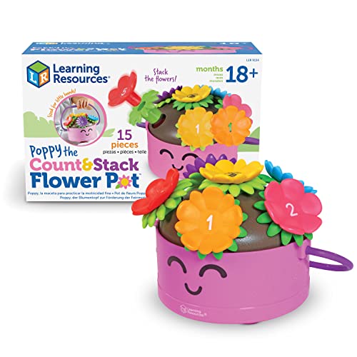 Learning Resources Poppy, der Blumentopf zum Zählen und Stecken – 15 Teile, Feinmotorik-Spielzeug für Kleinkinder, Vorschulspielzeug, Osterkorb-Geschenk für Kleinkinder, ab 18 Monaten von Learning Resources