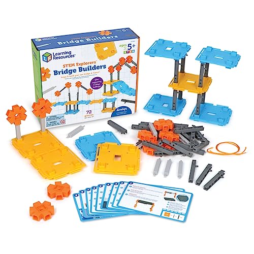 Learning Resources STEM Explorers Brückenbauer, 72-teilig, ab 5 Jahren, Mint-Spielzeug, Mint-Bauspielzeug, Mint-Baukästen, Mint-Projekte für Kinder, Spielzeug zum Selberbauen von Learning Resources