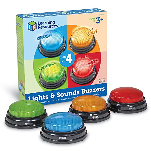 Learning Resources Lichter und Geräusche Summer (4 Stück), Buzzer mit Sound, Antwort-Buzzer für Teamspiele, Spiel und Spaß für Schule und zu Hause, ab 3 Jahren von Learning Resources