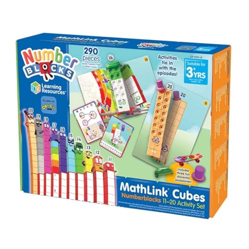 Learning Resources MathLink-Steckwürfel Numberblocks Aktivitätsset 11-20, 30 Numberblocks-Aktivitäten mit Bezug auf die Fernsehfolgen, 155 Numberblocks MathLink-Steckwürfel und mehr, ab 3 Jahren von Learning Resources